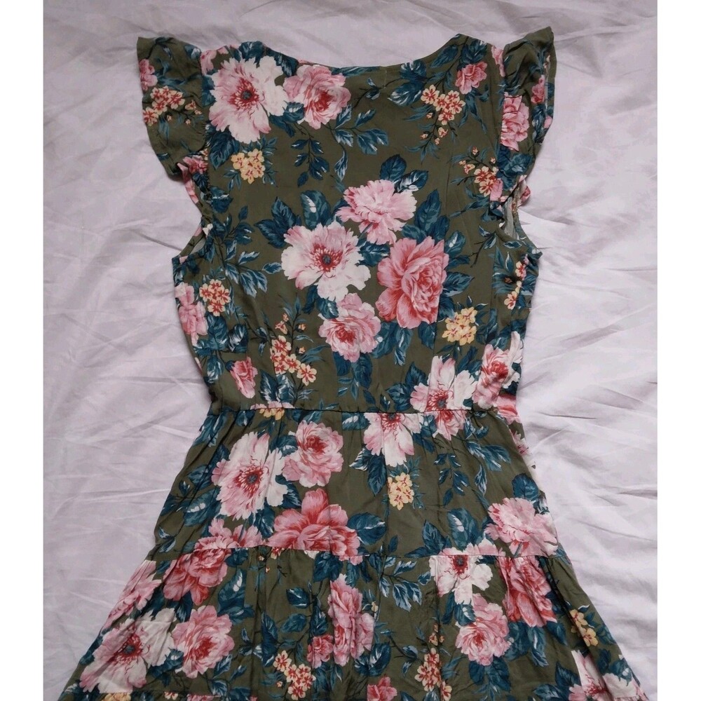 Blu Dahlia Button Down Dress Floral Flutter Sleeve Cottagecore Boho Womens XS - Picture 9 of 10